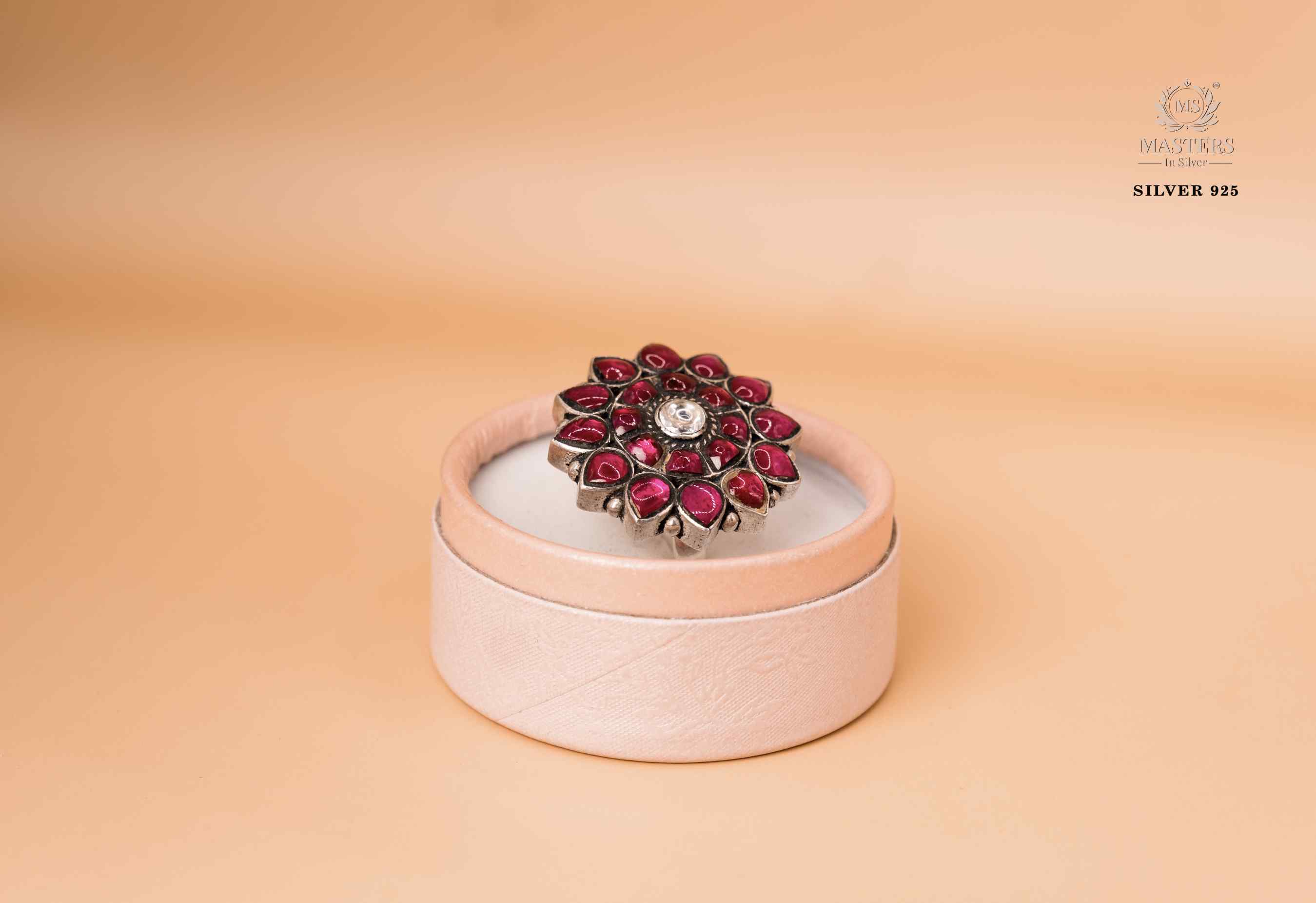 RINGS OXIDISED ( FLORAL ) Kundan stones